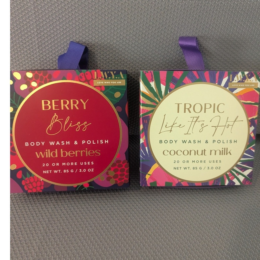 L.W.Y.A. Body Wash & Polish Set Berry Bliss Wild Berries & Coconut Milk 3oz 2pk
